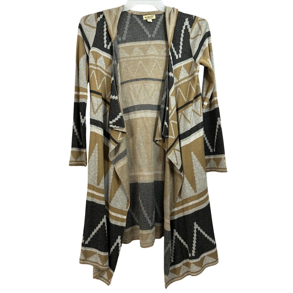 One World Live and Let Live Womens Hooded Open Sweater Size XS
